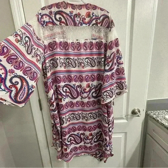 Cato Tops - Paisley Print Lightweight Kimono